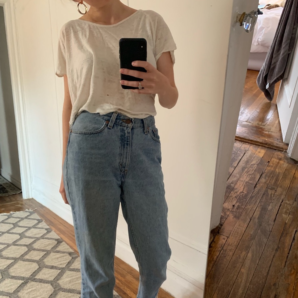 Distressed white tee